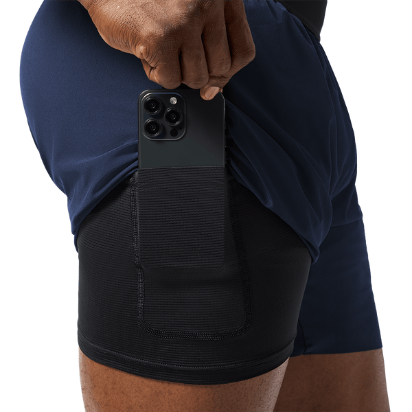 Men's Night Navy Drive Short 6" (Lined) Pocket Liner Detail Angle.