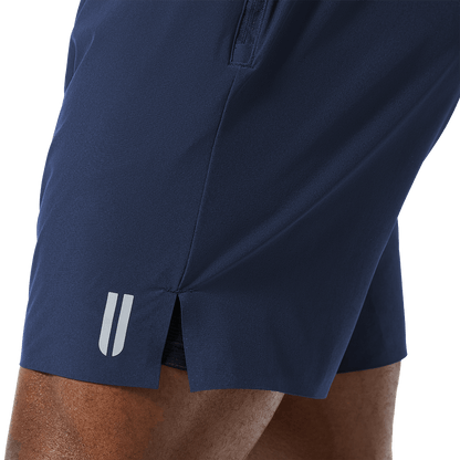 Men's Night Navy Drive Short 6" (Lined) U Logo Detail Angle.