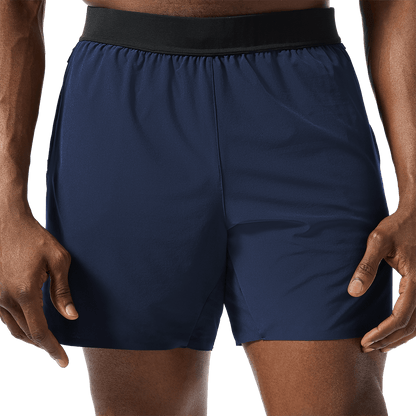 Men's Night Navy Drive Short 6" (Lined) Front Lower Body Angle.