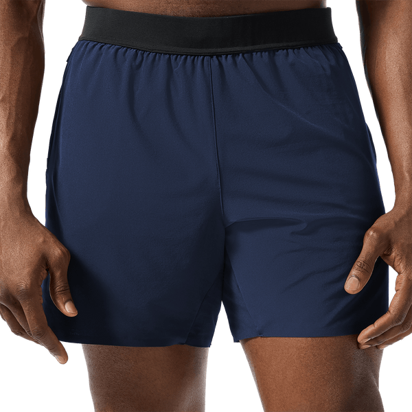 Men's Night Navy Drive Short 6" (Lined) Front Lower Body Angle.
