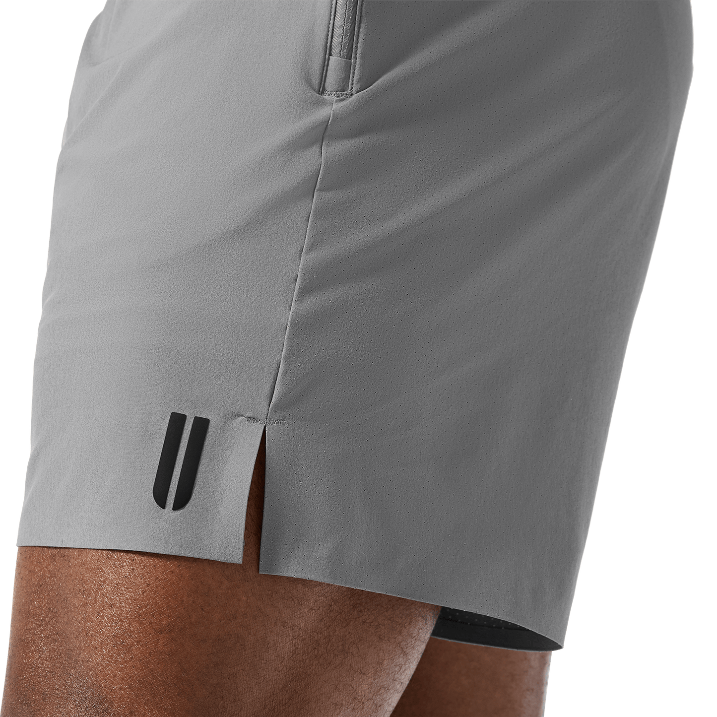 Men's Gargoyle Drive Short 6" (Unlined) U Logo Detail Angle.