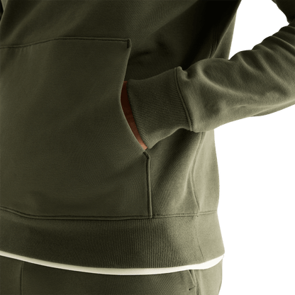 Men's Dark Army NOBULL Layers Hoodie Pocket Angle.