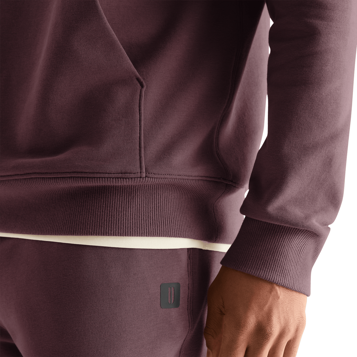 Men's NOBULL Dark Burgundy Hoodie U Logo Angle.