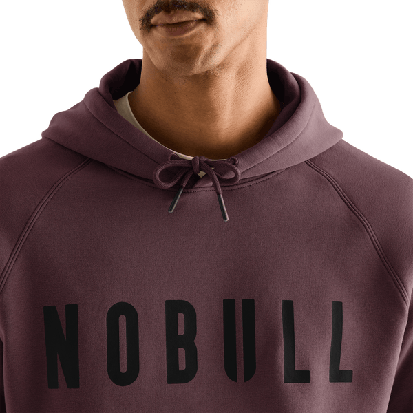 Men's NOBULL Dark Burgundy Hoodie Detail Angle.