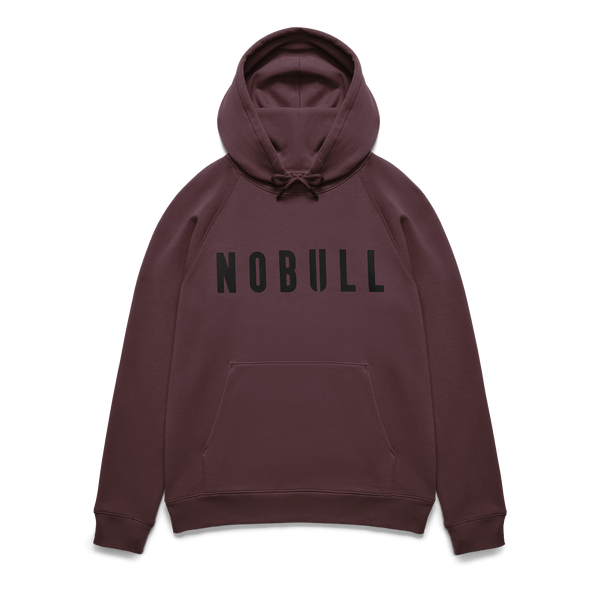Men's NOBULL Dark Burgundy Hoodie Flat Lay.