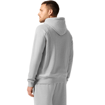 Men's Grey Heather NOBULL Hoodie Back On Body Angle.