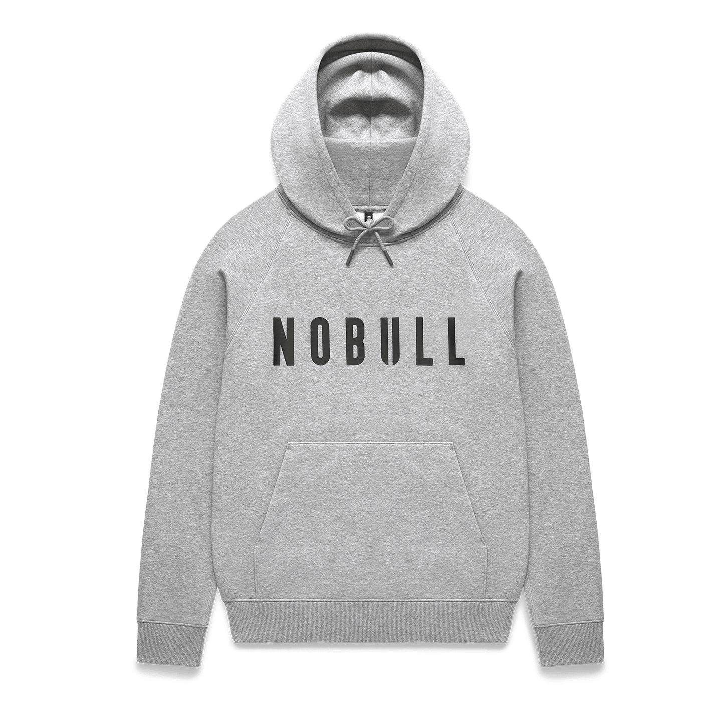 Men's Grey Heather NOBULL Hoodie Flat Lay Angle.