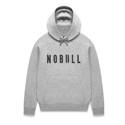 Men's Grey Heather NOBULL Hoodie Flat Lay Angle.