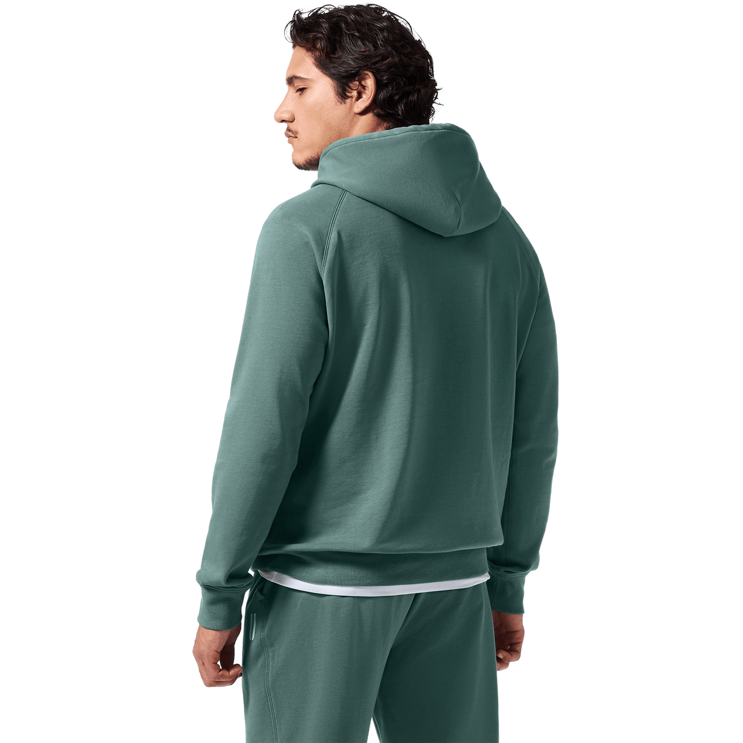 Men's Silver Pine NOBULL Hoodie Back On Body Angle.