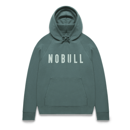 Men's Silver Pine NOBULL Hoodie Flat Lay Angle.