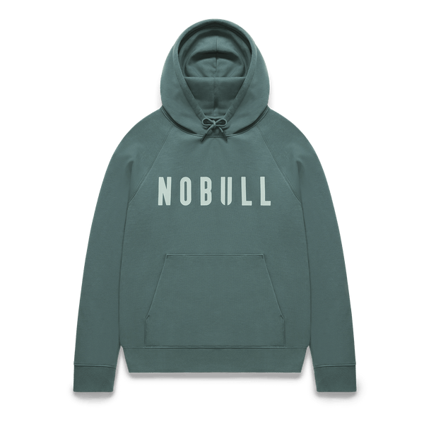 Men's Silver Pine NOBULL Hoodie Flat Lay Angle.