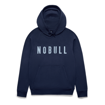 Men's Night Navy NOBULL Hoodie Flat Lay Angle.