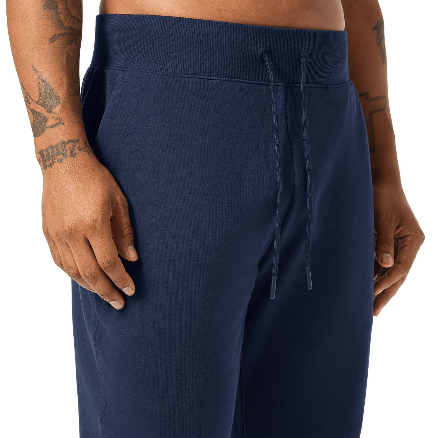 Men's Night Navy NOBULL Jogger Drawstring Detail Angle.