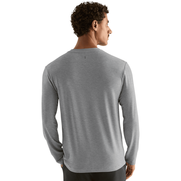 Men's Heather Grey NOBULL Long Sleeve Tee Back Angle.
