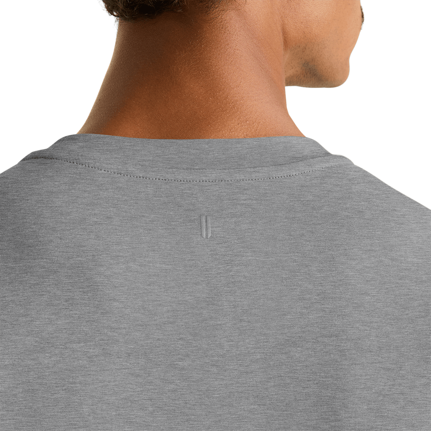 Men's Heather Grey NOBULL Long Sleeve Tee U Logo Angle.