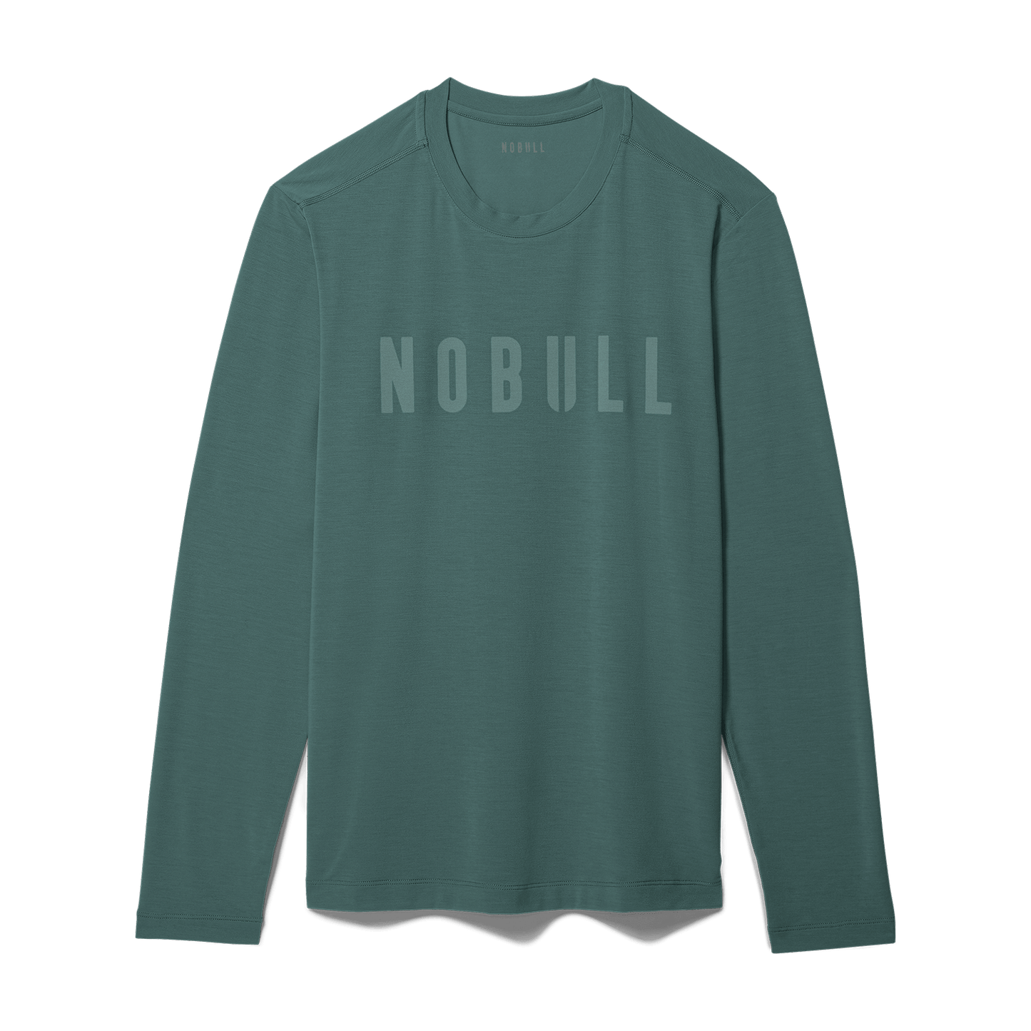 Men's Silver Pine NOBULL Long Sleeve Tee Flat Lay Angle.