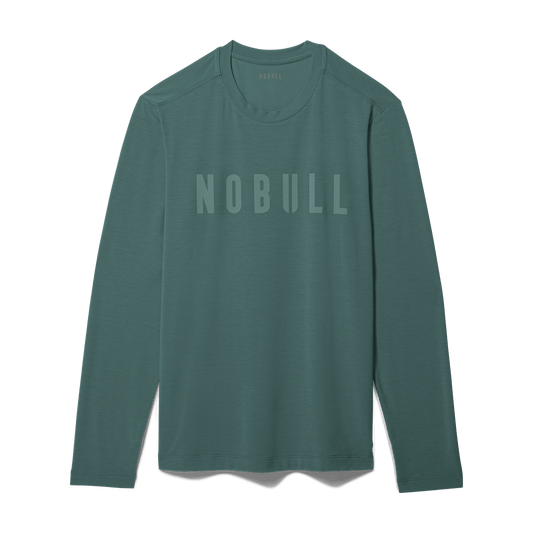 Men's Silver Pine NOBULL Long Sleeve Tee Flat Lay Angle.