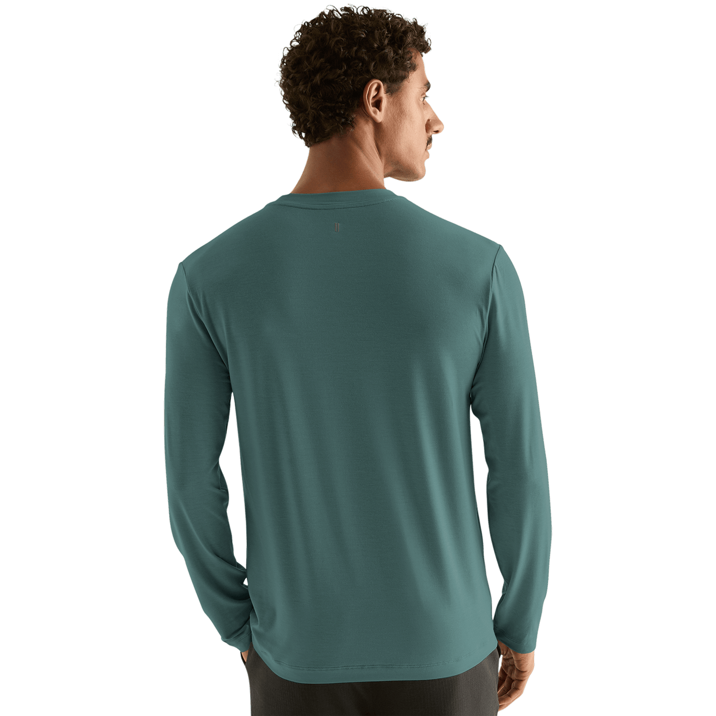 Men's Silver Pine NOBULL Long Sleeve Tee Back Angle.
