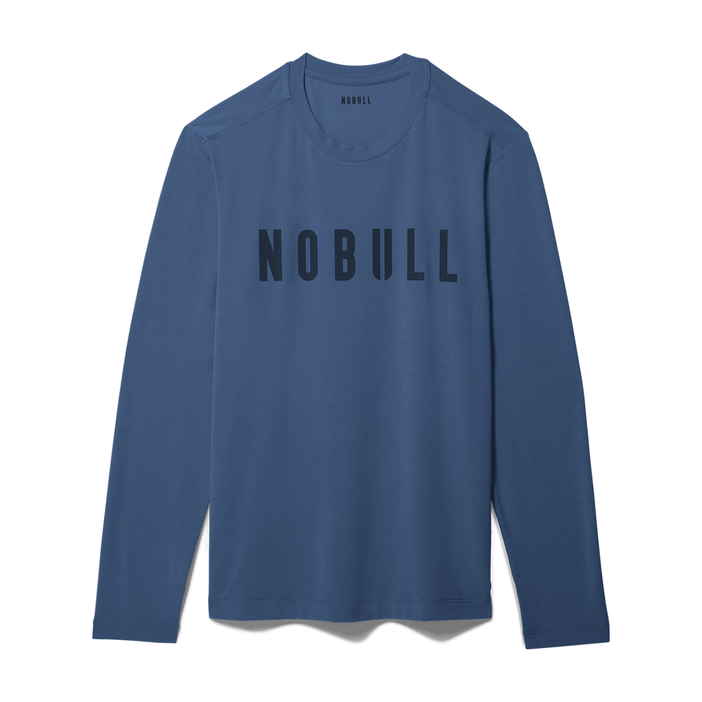 Men's Coastal Blue Long Sleeve Tee Flat Lay Angle.