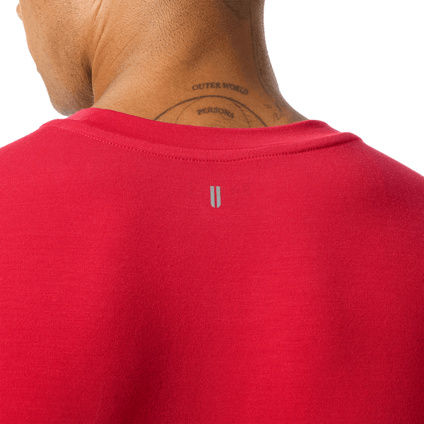 Men's Equestrian Red NOBULL Long Sleeve Back Detail Angle.