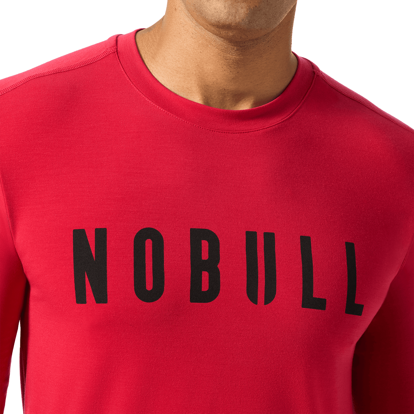 Men's Equestrian Red NOBULL Long Sleeve Front Detail Angle.