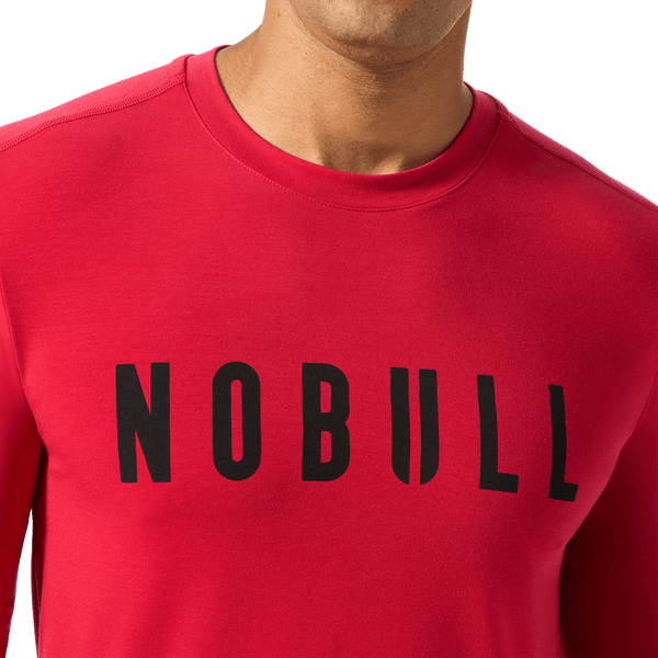 Men's Equestrian Red NOBULL Long Sleeve Front Detail Angle.