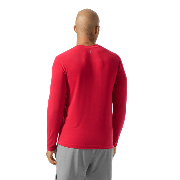 Men's Equestrian Red NOBULL Long Sleeve Back Waist Up Angle.