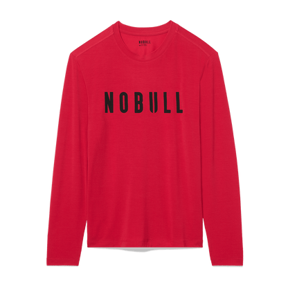 Men's Equestrian Red NOBULL Long Sleeve Flat Lay Angle.