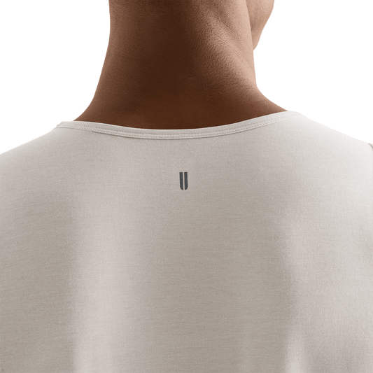 Men's Oatmeal NOBULL Tank U Logo Angle.