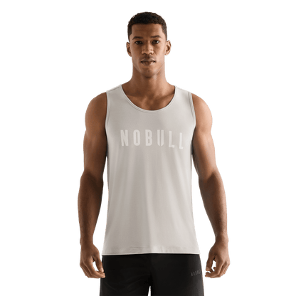 Men's Oatmeal NOBULL Tank Front Angle.