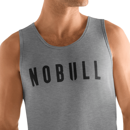 Men's Heather Grey NOBULL Tank Front Detail Angle.