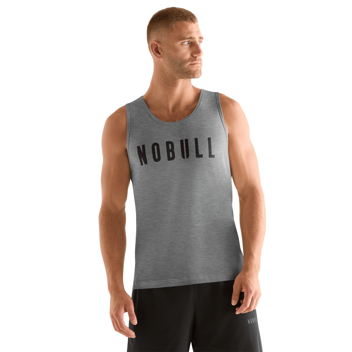 Men's Heather Grey NOBULL Tank Front Angle.