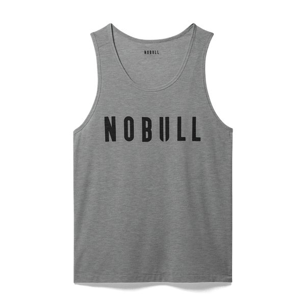 Men's Heather Grey NOBULL Tank Flat Lay Angle.