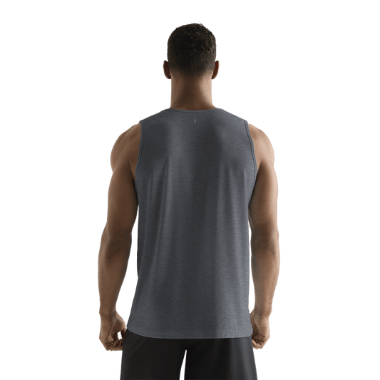 Men's Charcoal Heather NOBULL Tank Back On Body Angle.