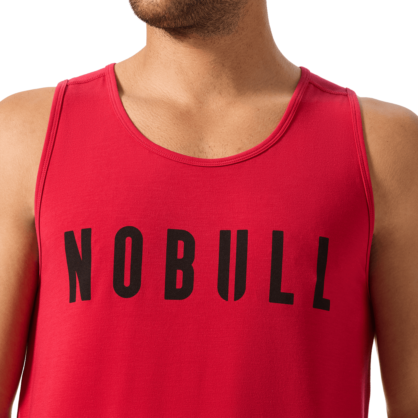 Men's Equestrian Red NOBULL Tank Front Detail Angle.