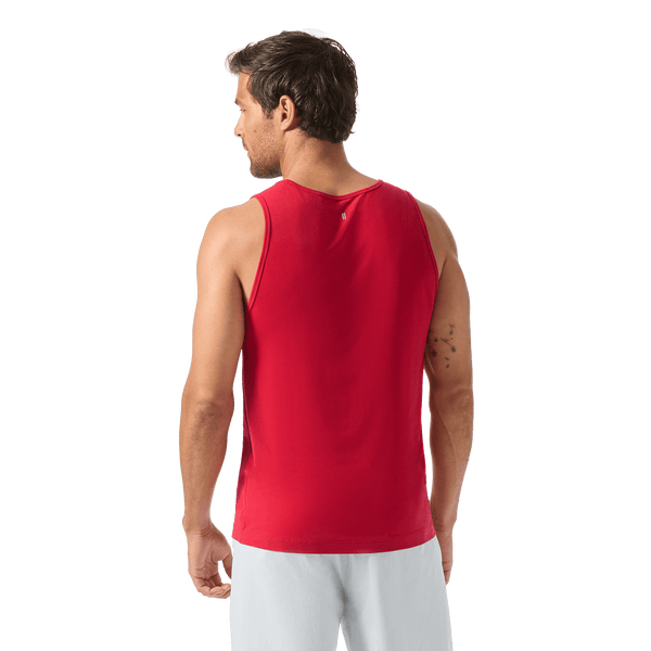 Men's Equestrian Red NOBULL Tank Back Waist Up Angle.