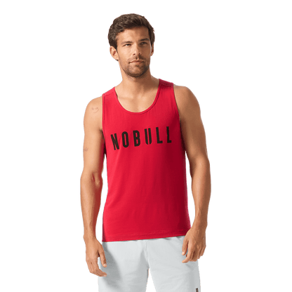Men's Equestrian Red NOBULL Tank Front Waist Up Angle.