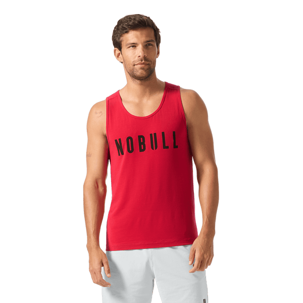 Men's Equestrian Red NOBULL Tank Front Waist Up Angle.