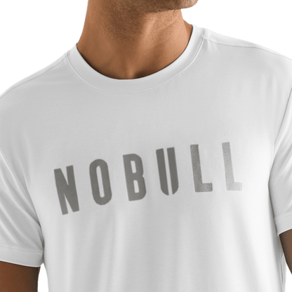 Men's White NOBULL Tee Detail Angle.