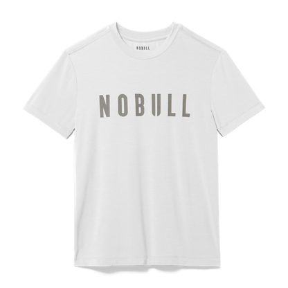 Men's White NOBULL Tee Flat Lay Angle.