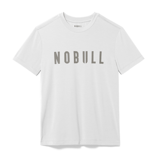 
                        Men's White NOBULL Tee Flat Lay Angle.
                      