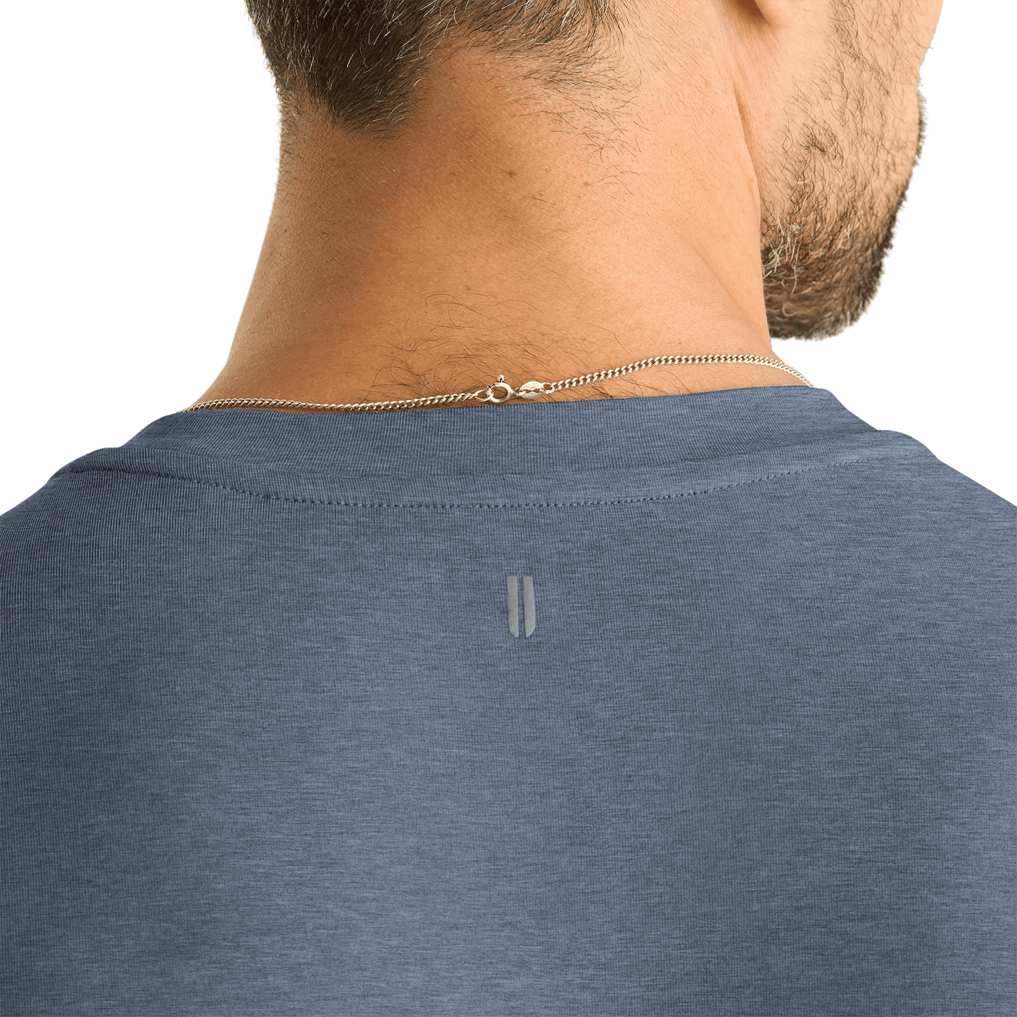 Men's  Dusty Blue Heather NOBULL Tee U Logo Angle. 