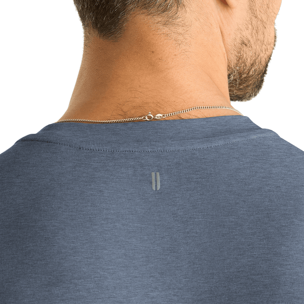 Men's  Dusty Blue Heather NOBULL Tee U Logo Angle. 