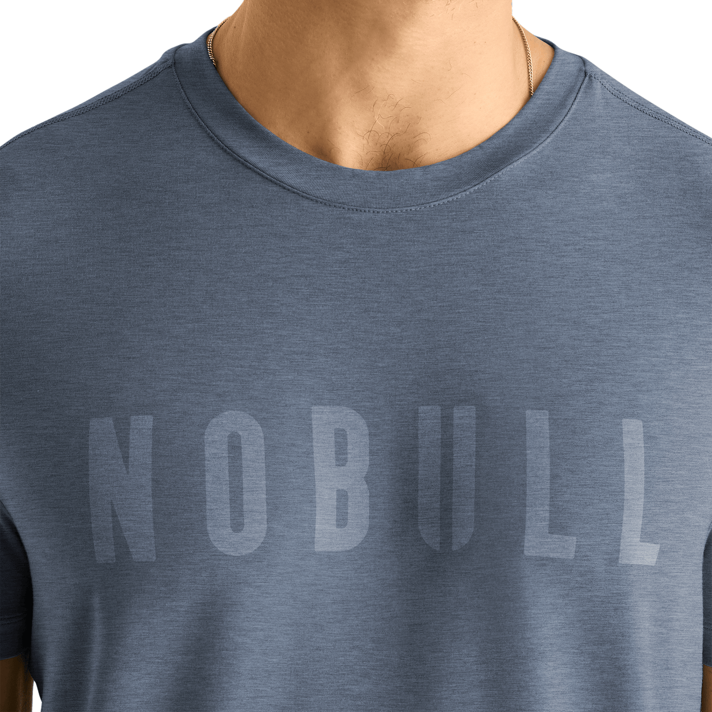 Men's Dusty Blue Heather NOBULL Tee Detail Angle. 