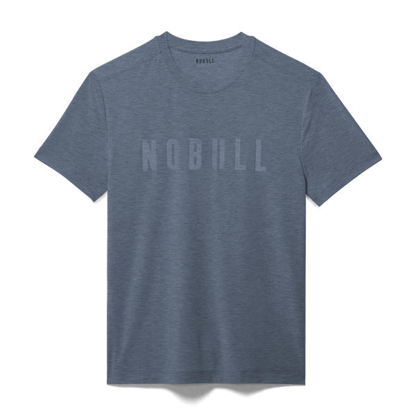 Men's  Dusty Blue Heather NOBULL Tee Flat Lay Angle. 