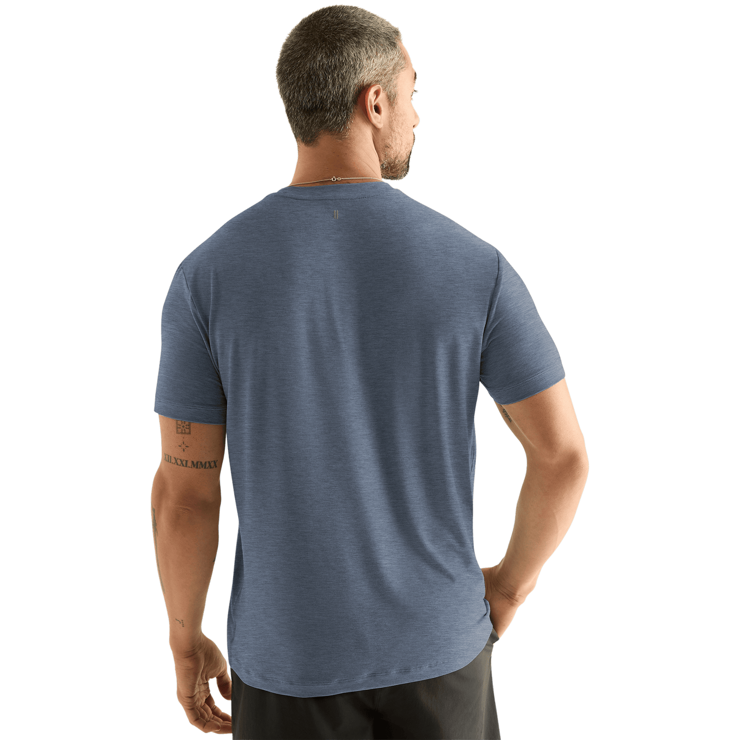 Men's  Dusty Blue Heather NOBULL Tee Back Angle. 