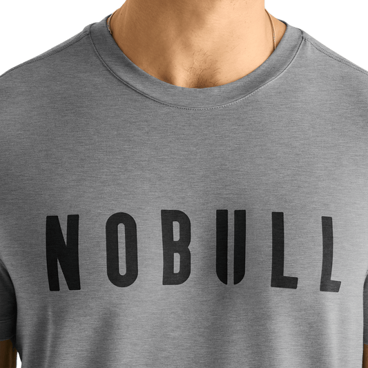 Men's Heather Grey NOBULL Tee Detail Angle.