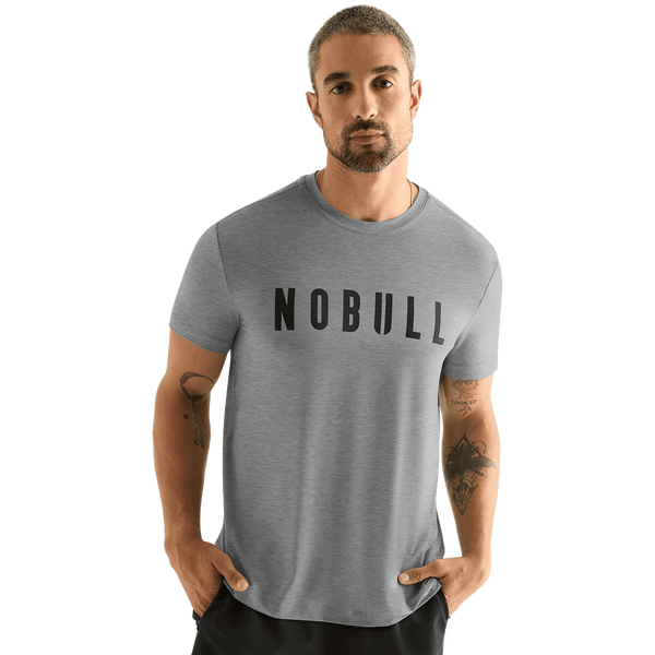 Men's Heather Grey NOBULL Tee Front Angle.