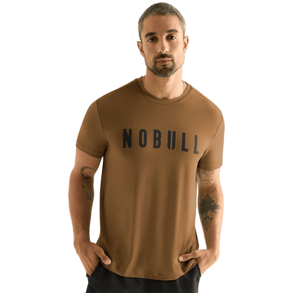 Men's Dark Tan NOBULL Tee Front Angle.