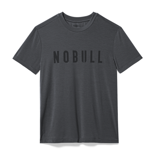 
                        Men's Charcoal Heather NOBULL Tee Flat Lay Angle.
                      